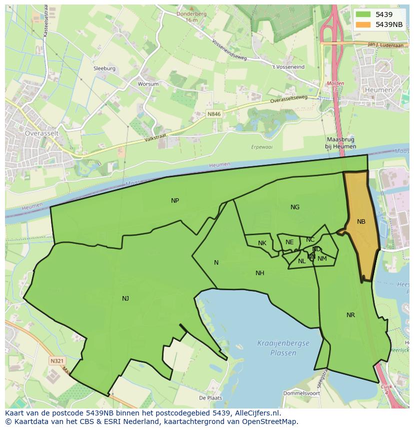 Afbeelding van het postcodegebied 5439 NB op de kaart.