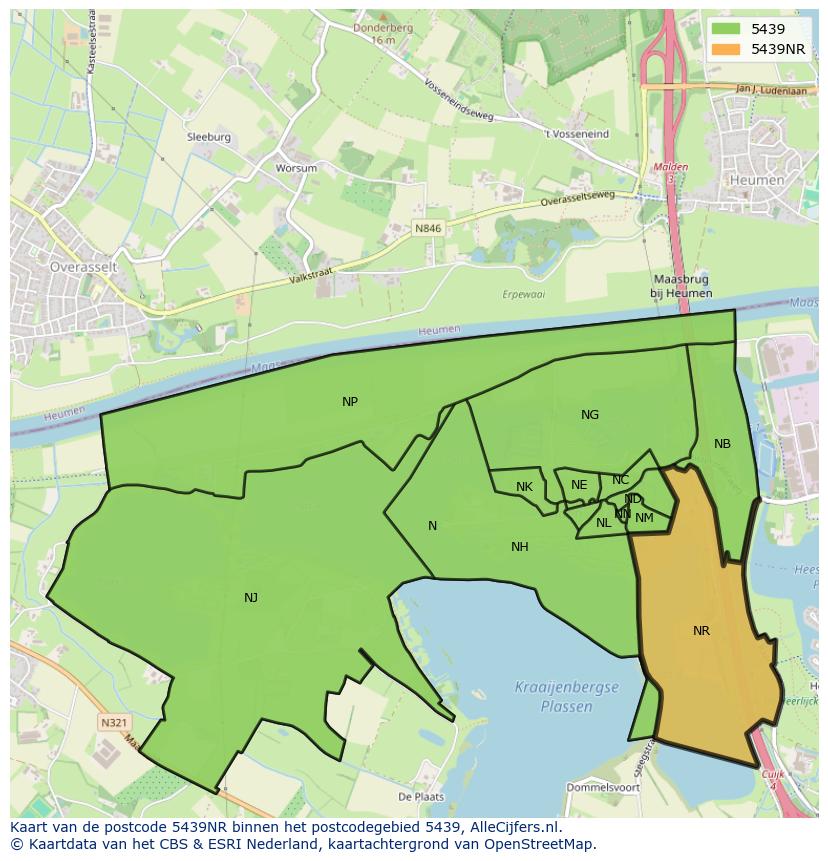 Afbeelding van het postcodegebied 5439 NR op de kaart.