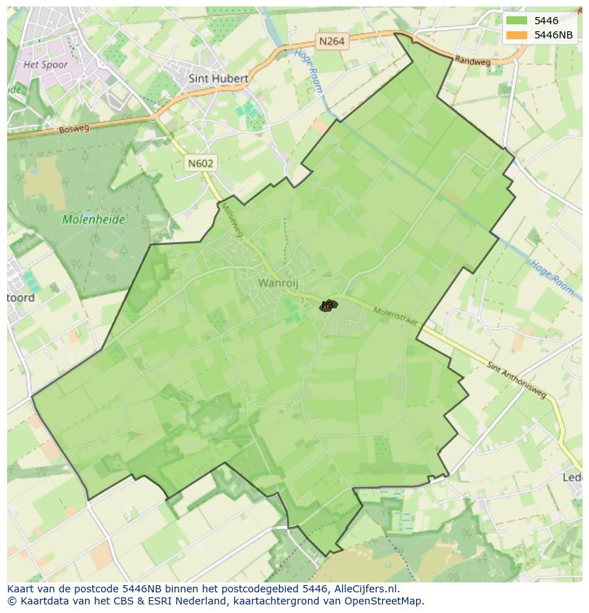 Afbeelding van het postcodegebied 5446 NB op de kaart.