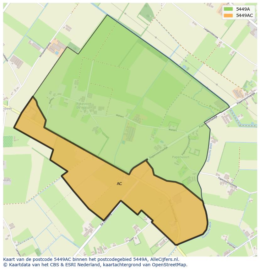 Afbeelding van het postcodegebied 5449 AC op de kaart.