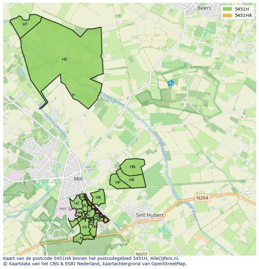 Afbeelding van het postcodegebied 5451 HA op de kaart.