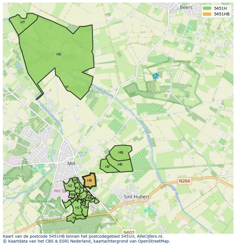 Afbeelding van het postcodegebied 5451 HB op de kaart.