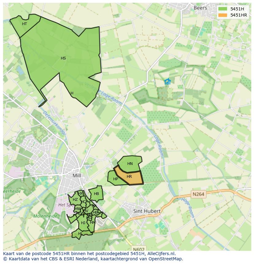 Afbeelding van het postcodegebied 5451 HR op de kaart.