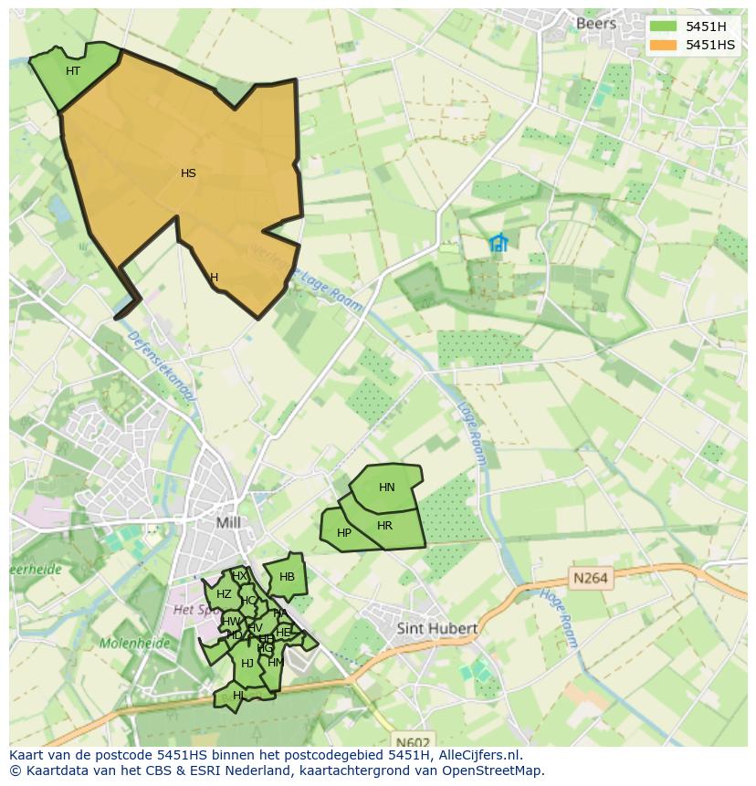 Afbeelding van het postcodegebied 5451 HS op de kaart.