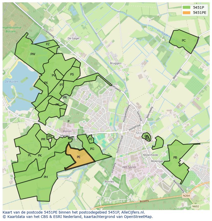 Afbeelding van het postcodegebied 5451 PE op de kaart.