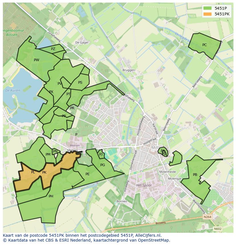 Afbeelding van het postcodegebied 5451 PK op de kaart.