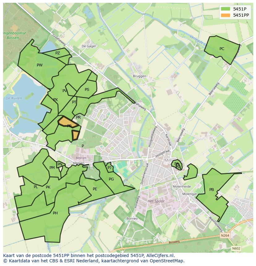 Afbeelding van het postcodegebied 5451 PP op de kaart.