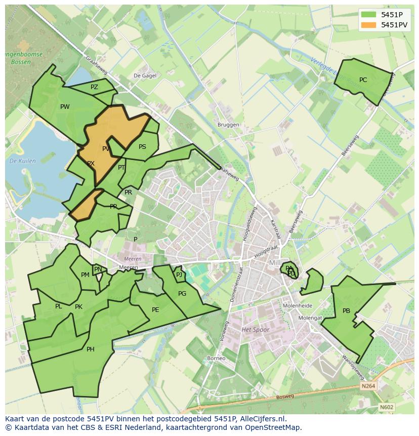 Afbeelding van het postcodegebied 5451 PV op de kaart.