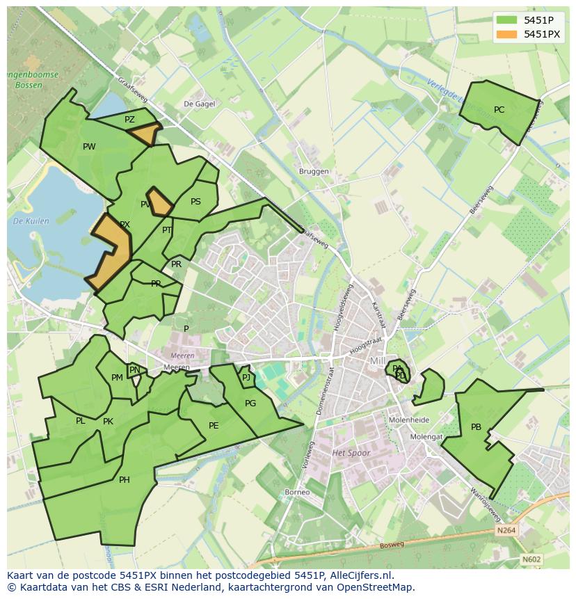 Afbeelding van het postcodegebied 5451 PX op de kaart.