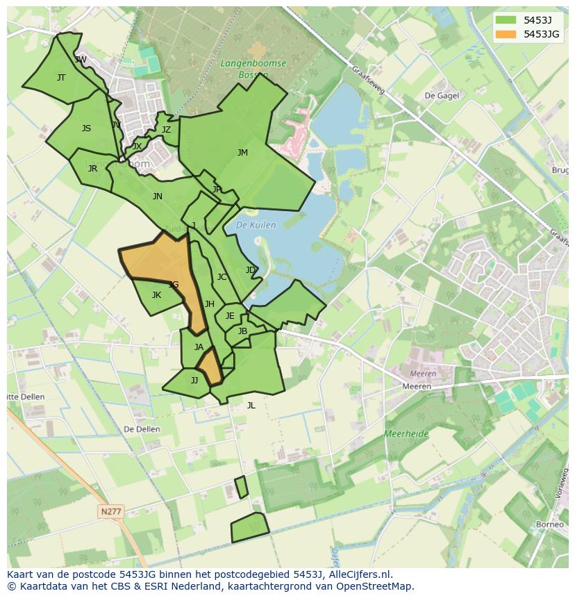 Afbeelding van het postcodegebied 5453 JG op de kaart.