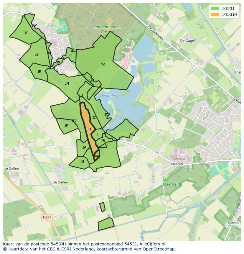 Afbeelding van het postcodegebied 5453 JH op de kaart.