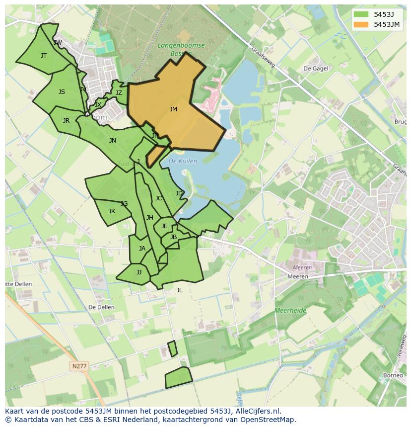 Afbeelding van het postcodegebied 5453 JM op de kaart.