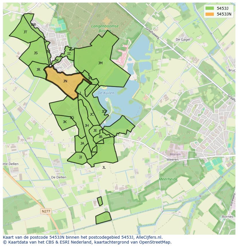 Afbeelding van het postcodegebied 5453 JN op de kaart.