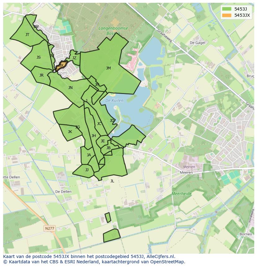 Afbeelding van het postcodegebied 5453 JX op de kaart.