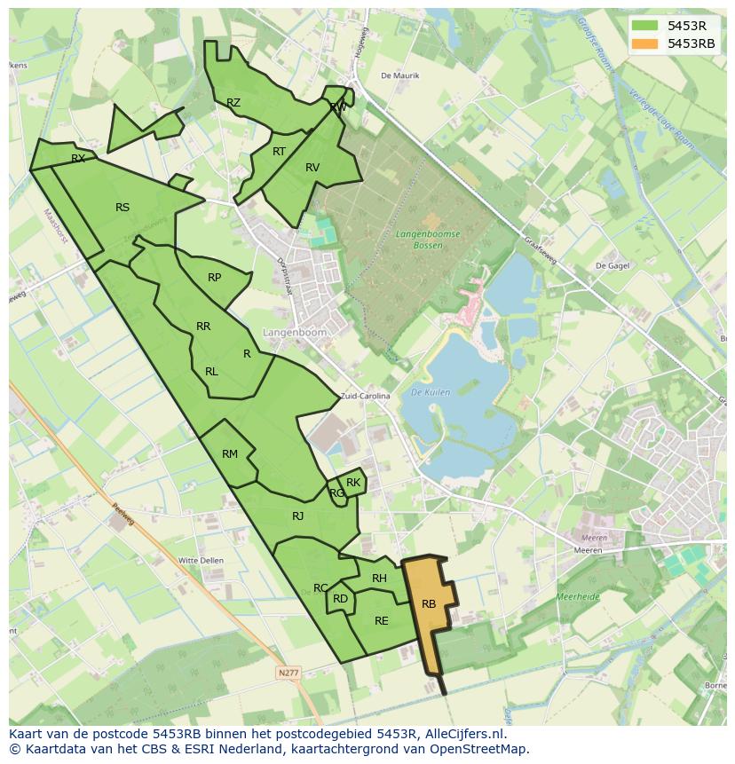 Afbeelding van het postcodegebied 5453 RB op de kaart.
