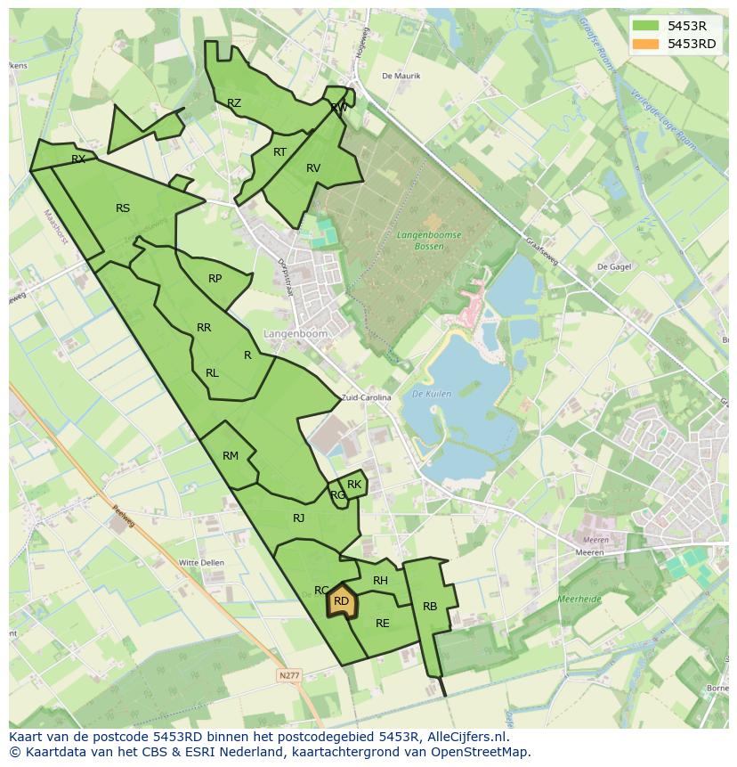 Afbeelding van het postcodegebied 5453 RD op de kaart.