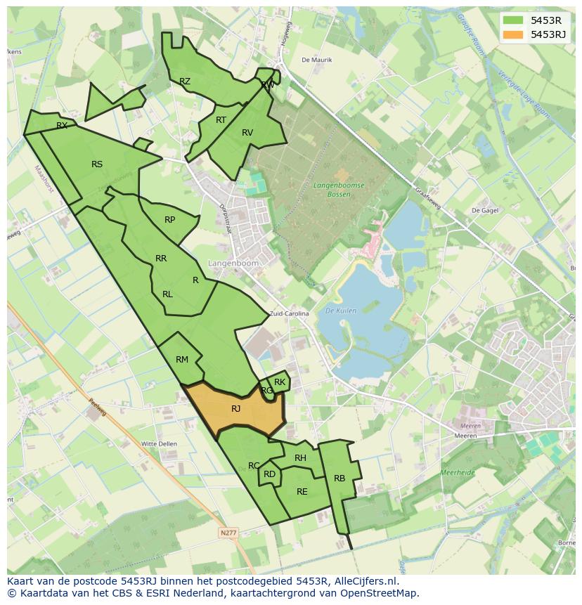 Afbeelding van het postcodegebied 5453 RJ op de kaart.