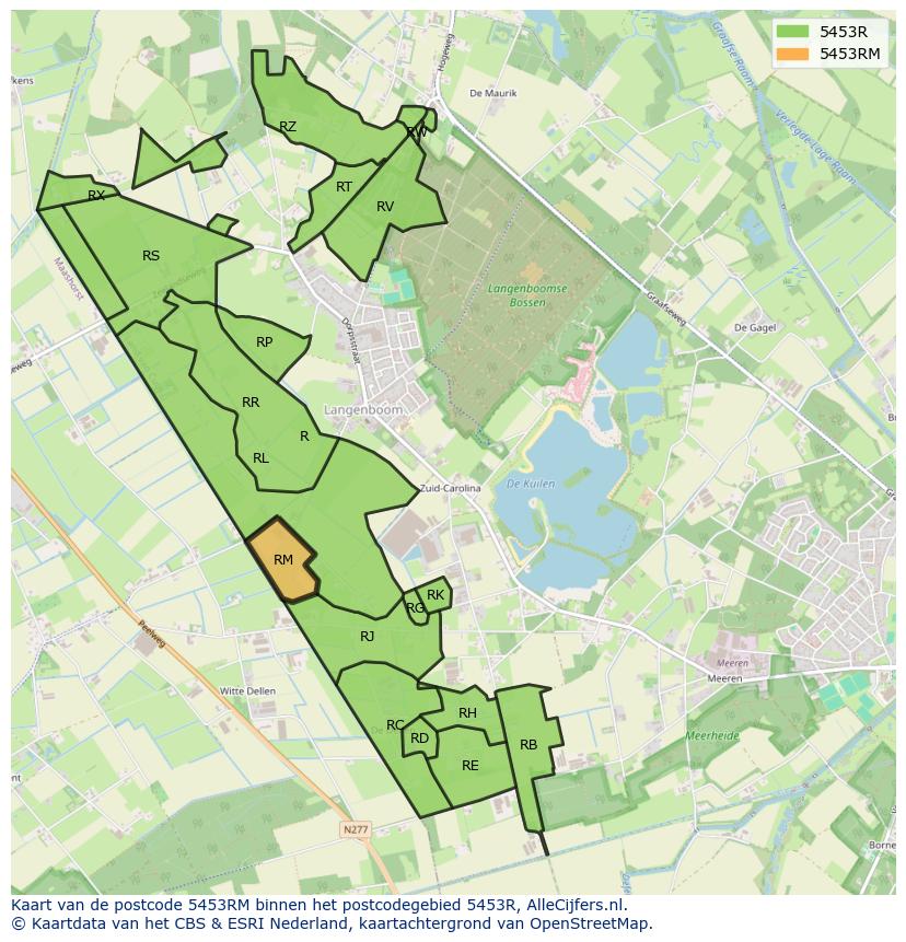 Afbeelding van het postcodegebied 5453 RM op de kaart.