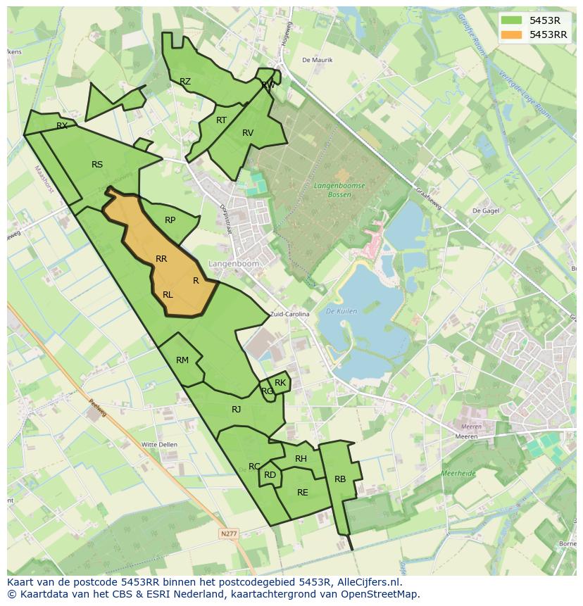 Afbeelding van het postcodegebied 5453 RR op de kaart.