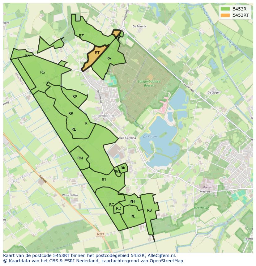 Afbeelding van het postcodegebied 5453 RT op de kaart.