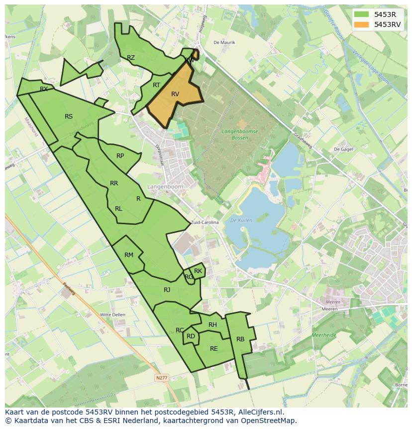 Afbeelding van het postcodegebied 5453 RV op de kaart.