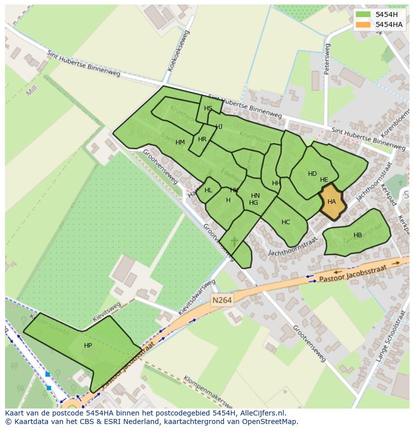 Afbeelding van het postcodegebied 5454 HA op de kaart.