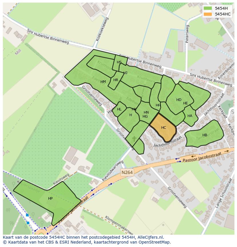 Afbeelding van het postcodegebied 5454 HC op de kaart.
