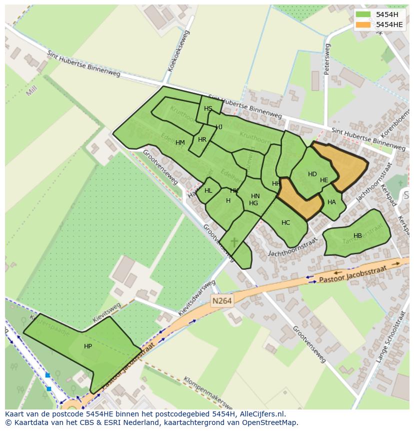 Afbeelding van het postcodegebied 5454 HE op de kaart.