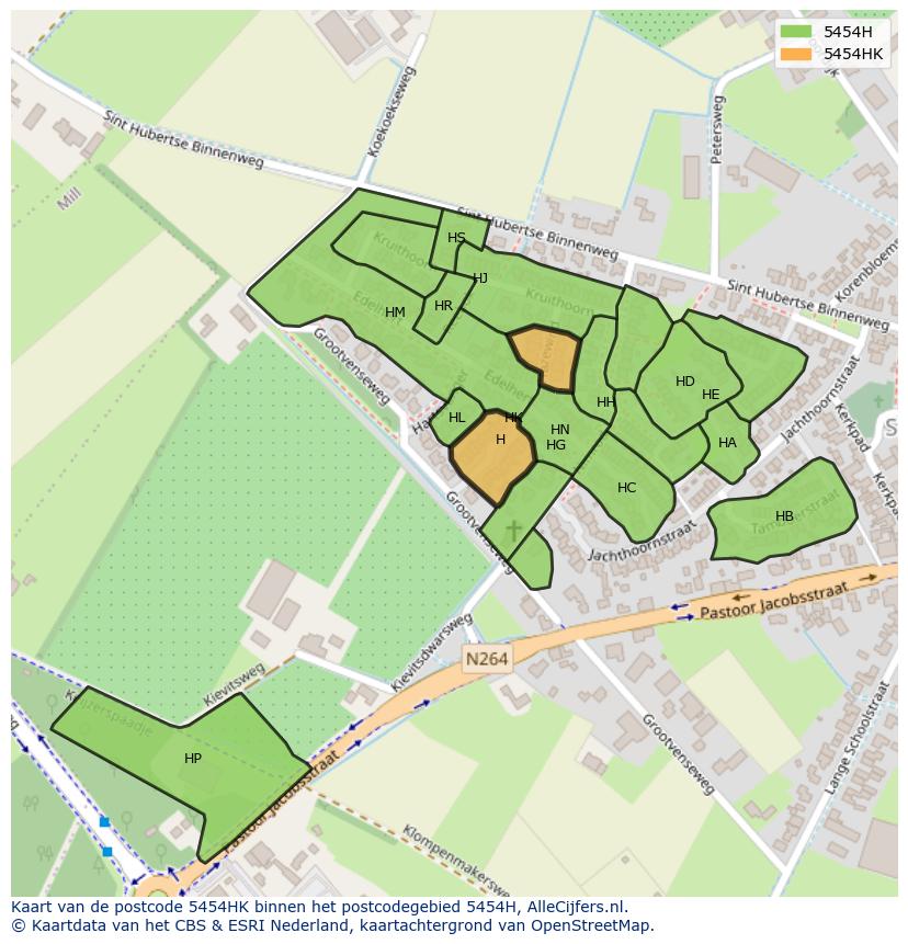 Afbeelding van het postcodegebied 5454 HK op de kaart.