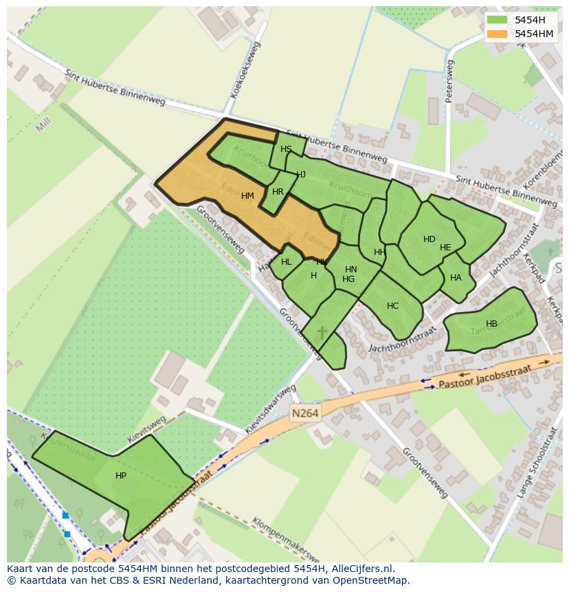 Afbeelding van het postcodegebied 5454 HM op de kaart.