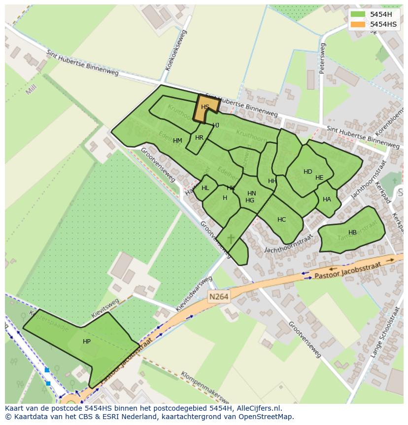 Afbeelding van het postcodegebied 5454 HS op de kaart.