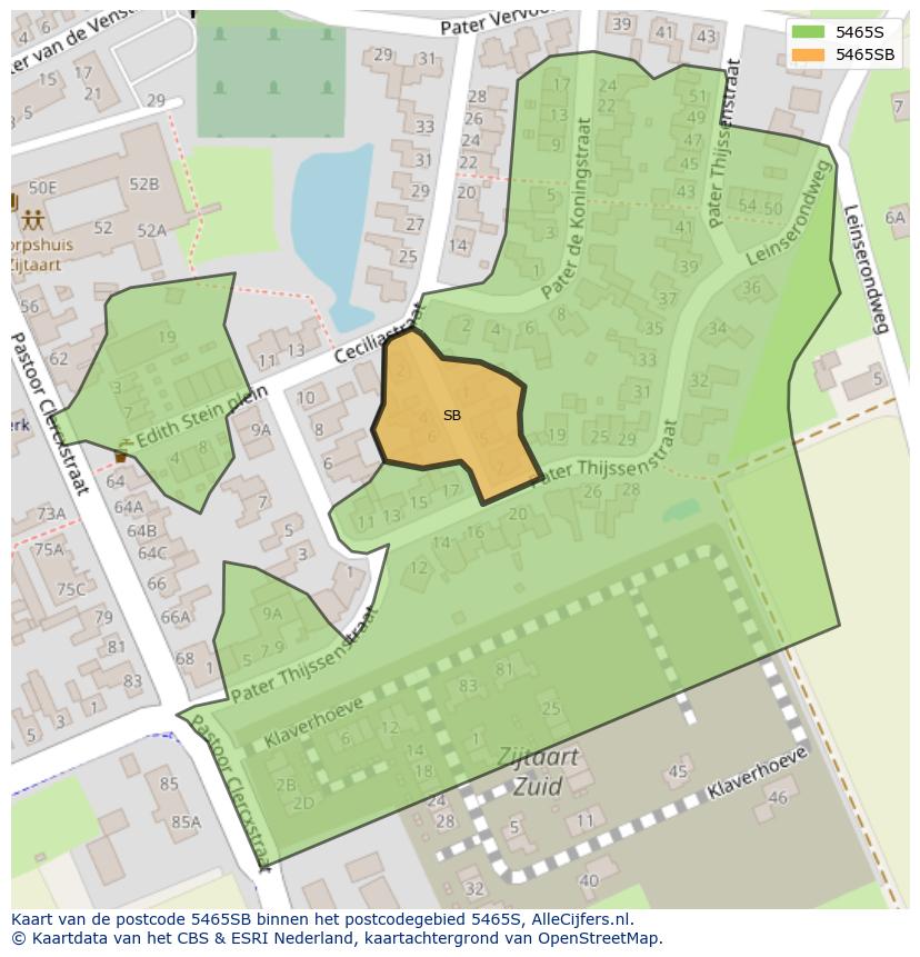 Afbeelding van het postcodegebied 5465 SB op de kaart.