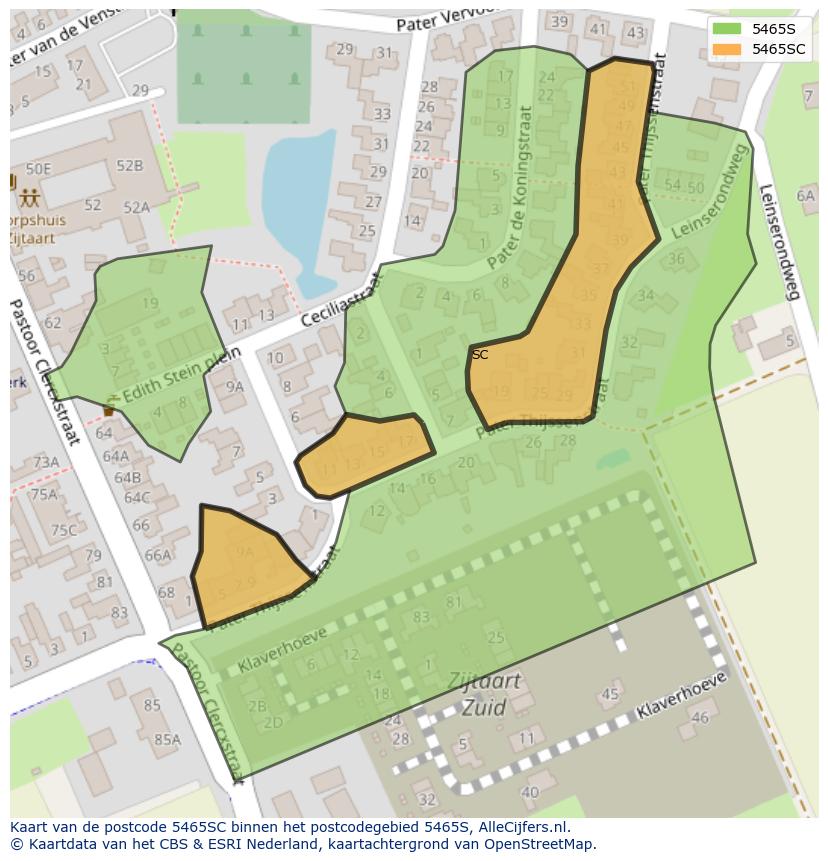 Afbeelding van het postcodegebied 5465 SC op de kaart.