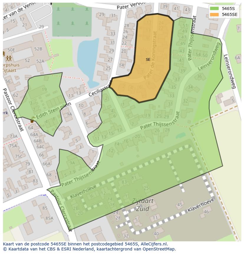 Afbeelding van het postcodegebied 5465 SE op de kaart.