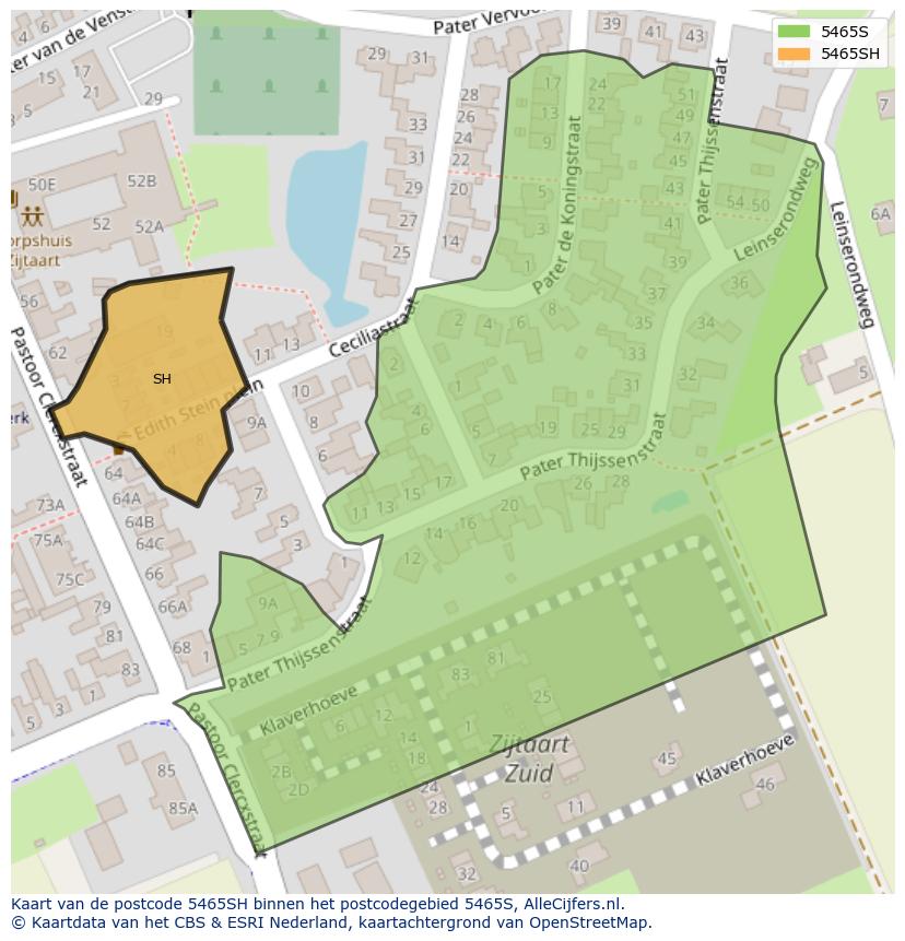 Afbeelding van het postcodegebied 5465 SH op de kaart.