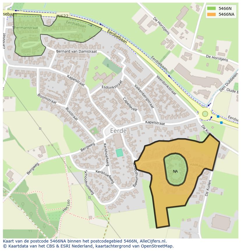 Afbeelding van het postcodegebied 5466 NA op de kaart.