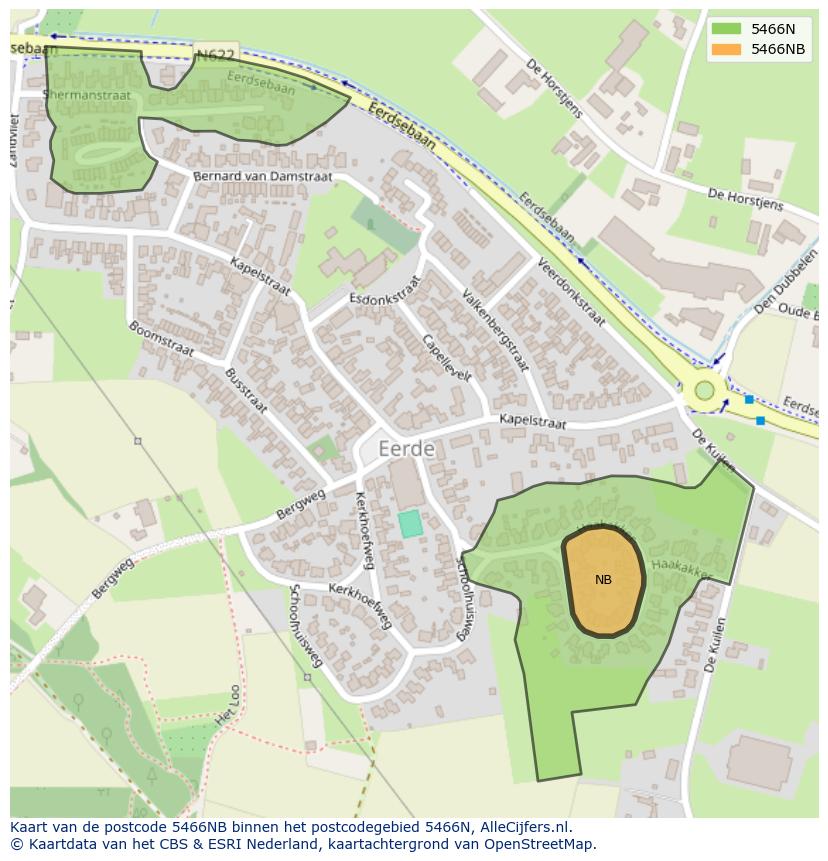 Afbeelding van het postcodegebied 5466 NB op de kaart.