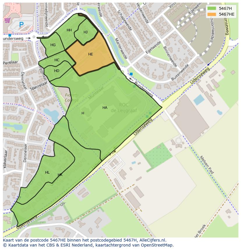 Afbeelding van het postcodegebied 5467 HE op de kaart.