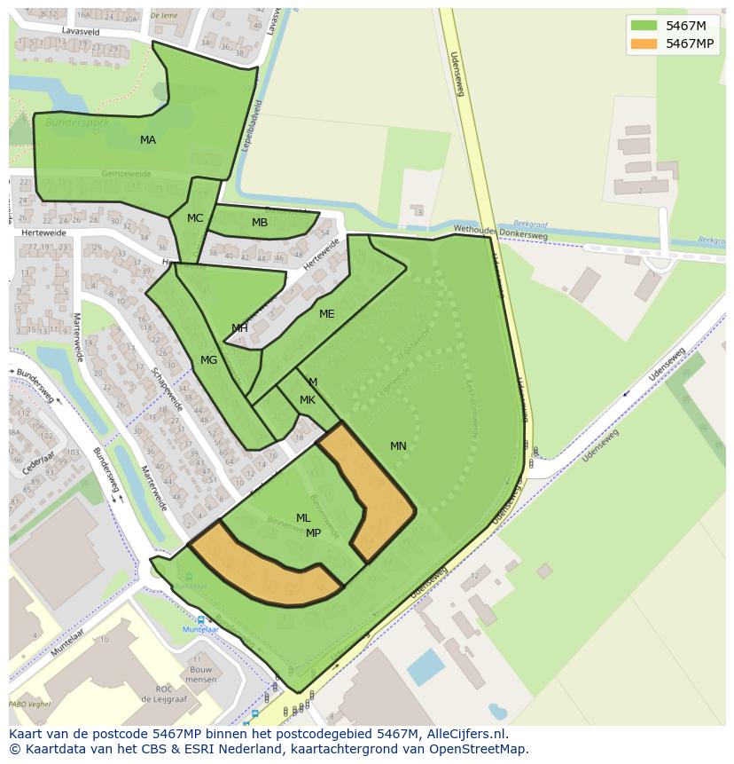 Afbeelding van het postcodegebied 5467 MP op de kaart.
