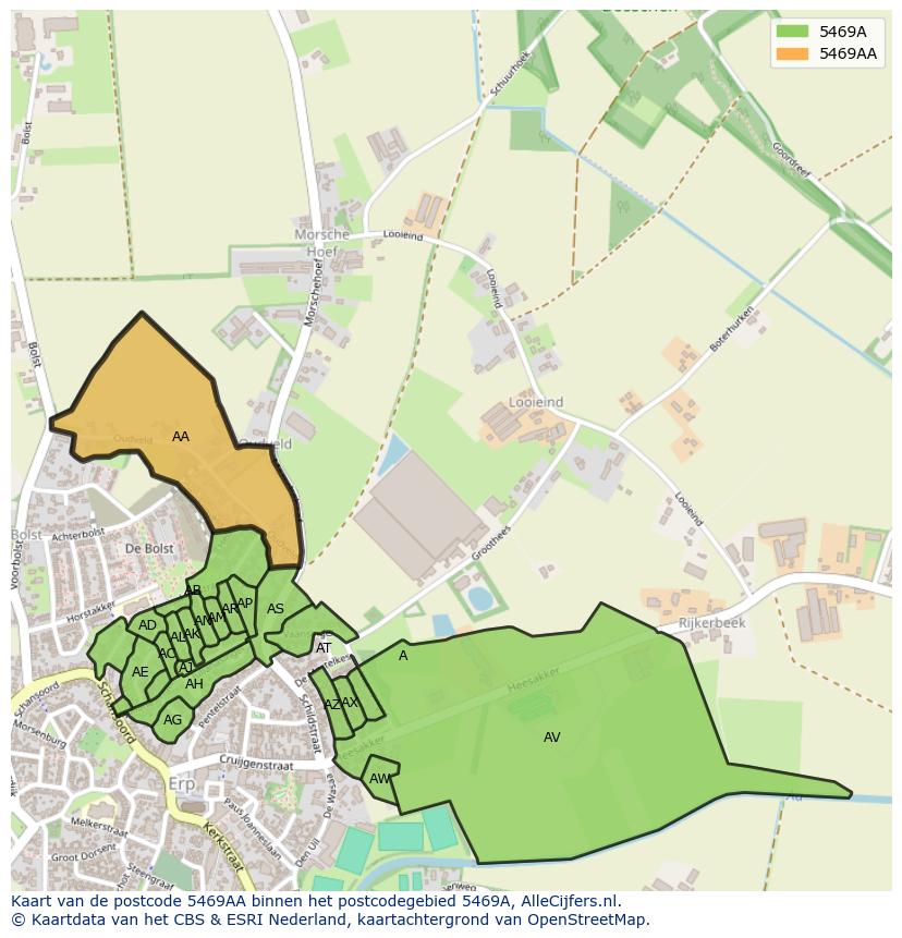 Afbeelding van het postcodegebied 5469 AA op de kaart.