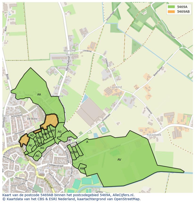 Afbeelding van het postcodegebied 5469 AB op de kaart.