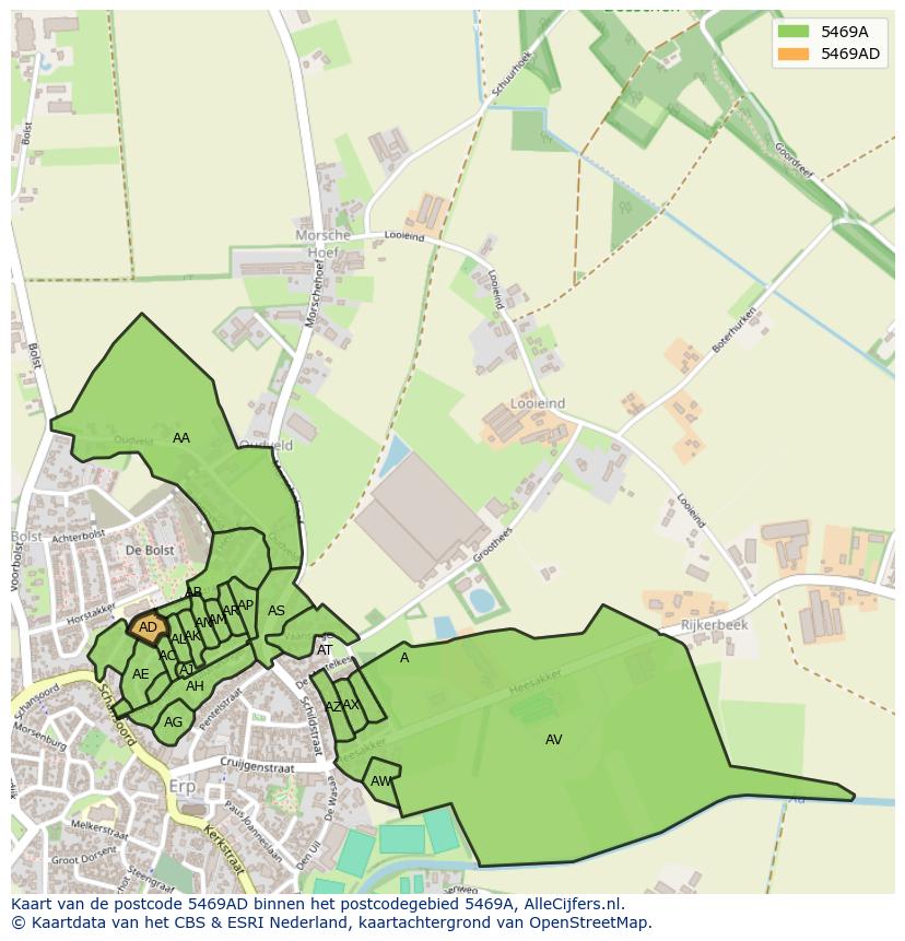 Afbeelding van het postcodegebied 5469 AD op de kaart.