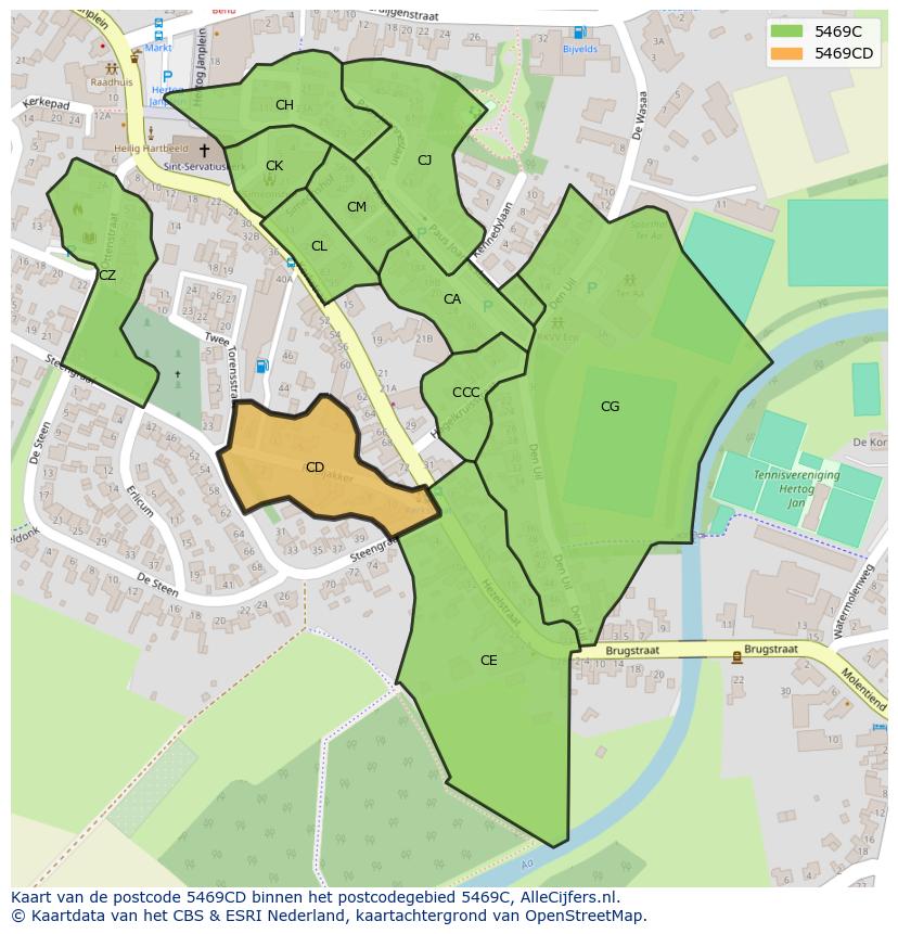 Afbeelding van het postcodegebied 5469 CD op de kaart.