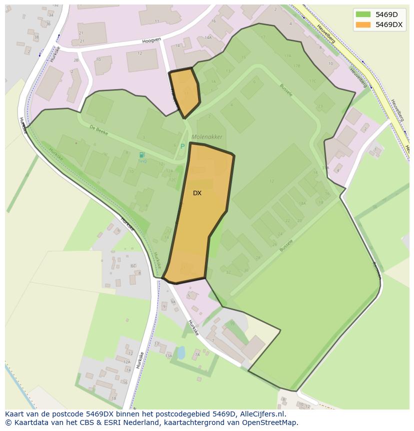 Afbeelding van het postcodegebied 5469 DX op de kaart.