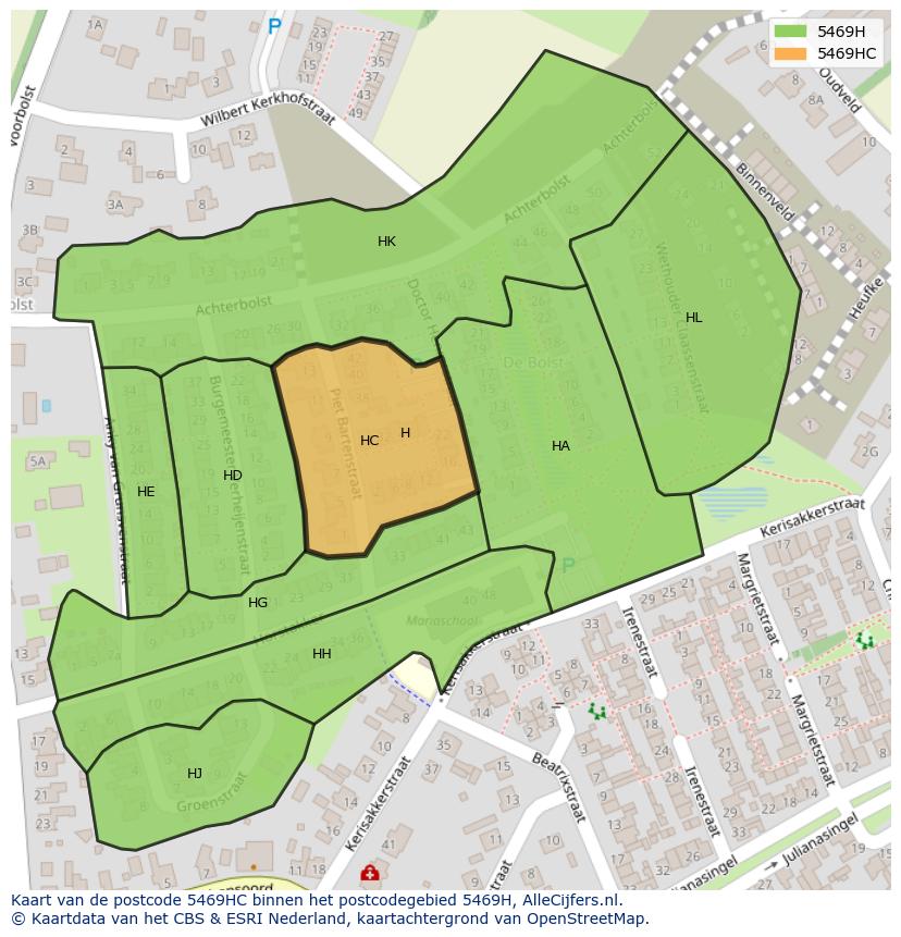 Afbeelding van het postcodegebied 5469 HC op de kaart.