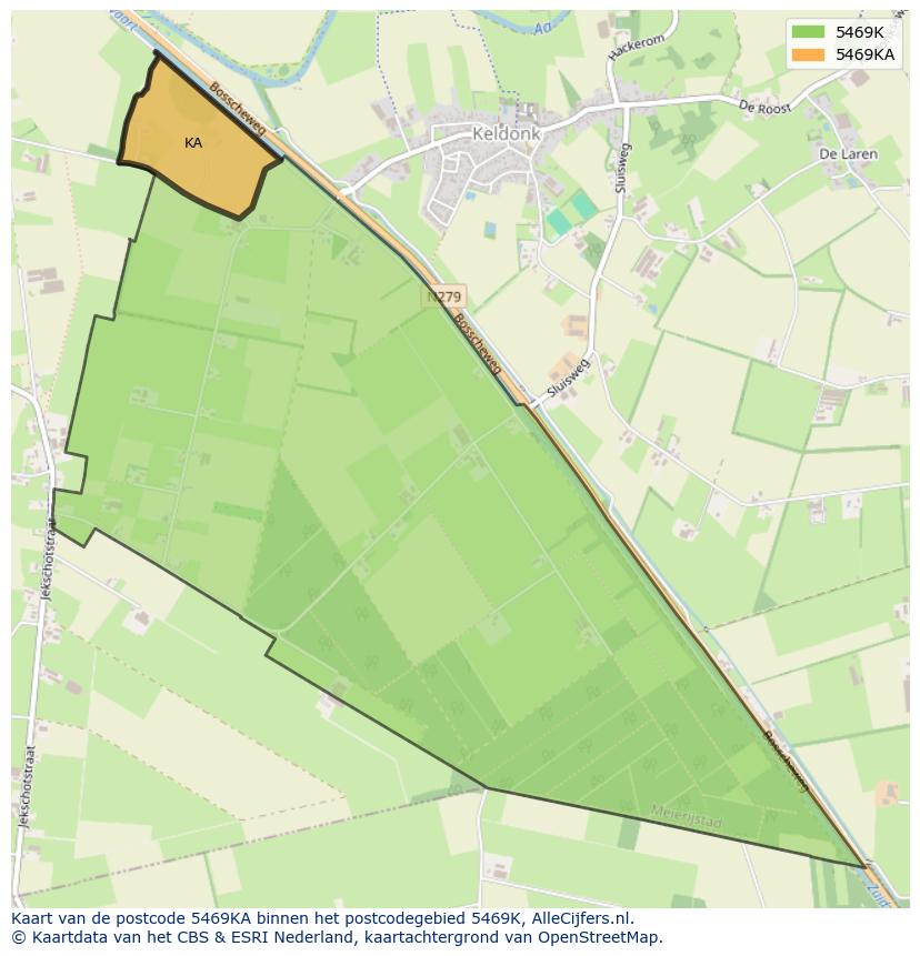 Afbeelding van het postcodegebied 5469 KA op de kaart.