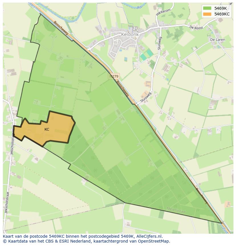 Afbeelding van het postcodegebied 5469 KC op de kaart.