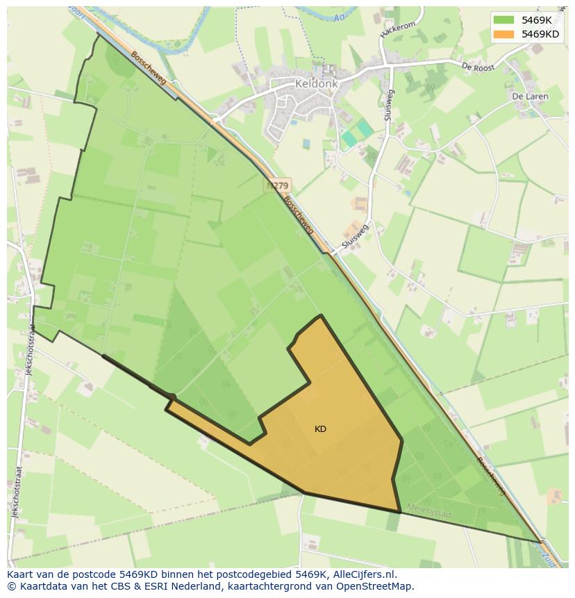 Afbeelding van het postcodegebied 5469 KD op de kaart.