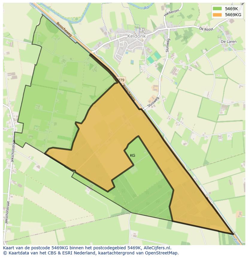 Afbeelding van het postcodegebied 5469 KG op de kaart.
