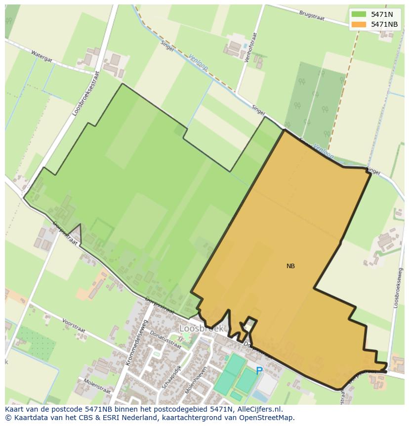 Afbeelding van het postcodegebied 5471 NB op de kaart.